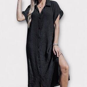 CUPSHE *Olive Green* Maxi Cover-Up Dress Shirt Relaxed Fit